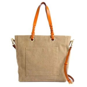Olive green canvas tote bag